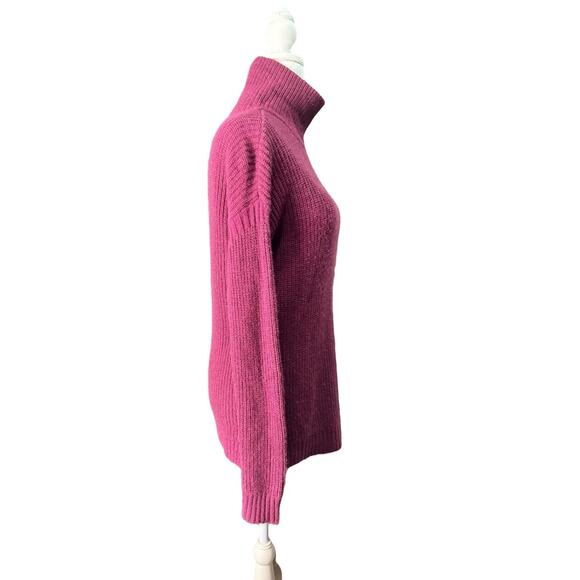 Garnet Hill Recycled Cashmere Raspberry Shimmer Turtleneck Tunic Sweater XS - Picture 4 of 9